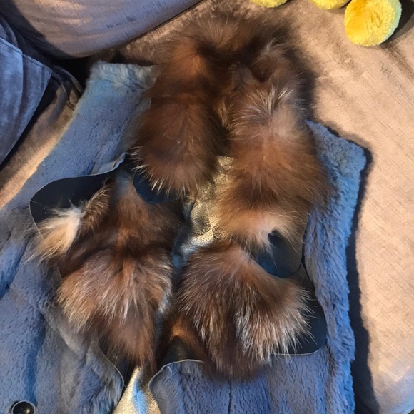 Rabbit Fur Vest (Blue) Made in Italy - Picture 2 of 5